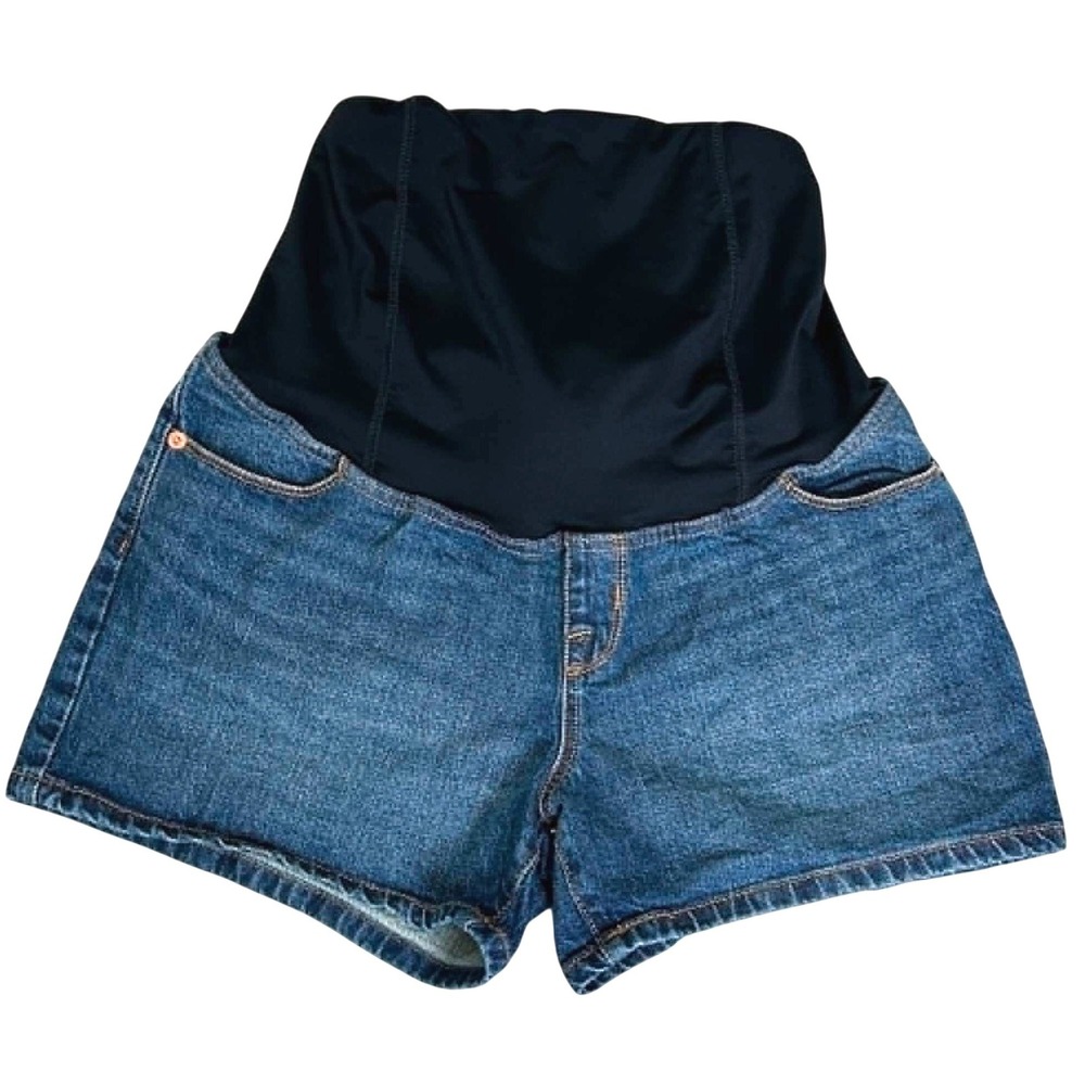 Isabel Maternity by Ingrid & Isabel Denim Midi Shorts Blue Size 10 Full Panel